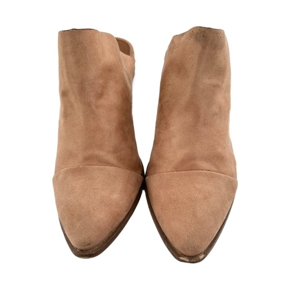 Report Tisha ankle booties 8.5 tan faux leather pointy cap toe slip on mules - Picture 2 of 13